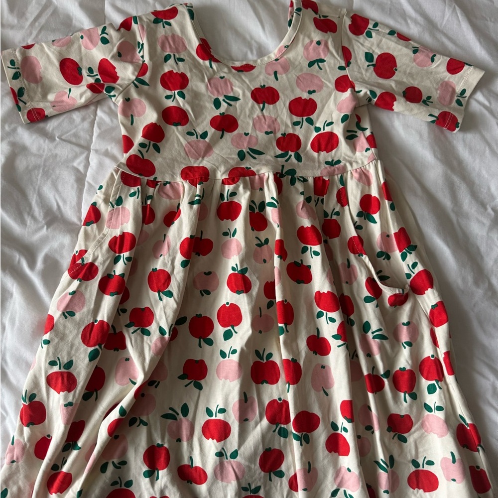 Hanna Andersson Skater Dress with Red & Pink Apple Print size 120 (6-7)